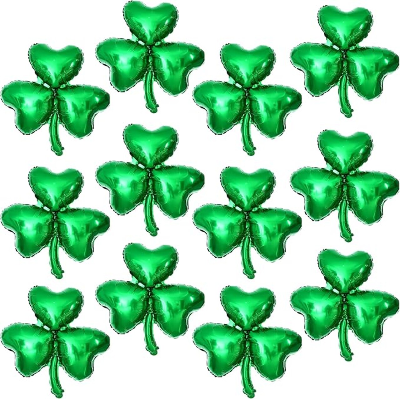 12PCS 18” St. Patrick’s Day Shamrock Balloons – Lucky Clover Mylar Balloons for Party Decor & Balloon Arch